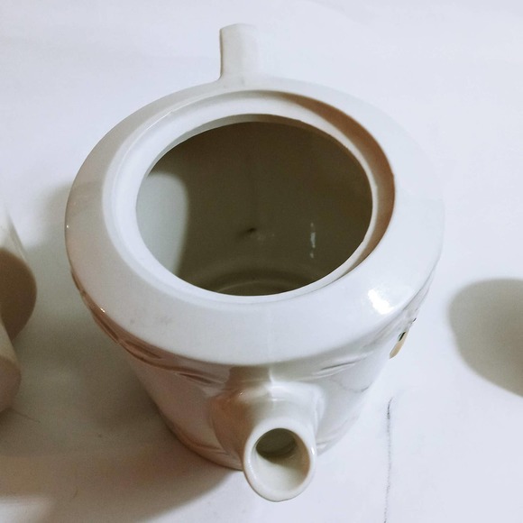 Vintage Porcelier Vitreous Butch Boy & Girl Coffee Pot Teapot 3pc (su1) - Picture 10 of 10